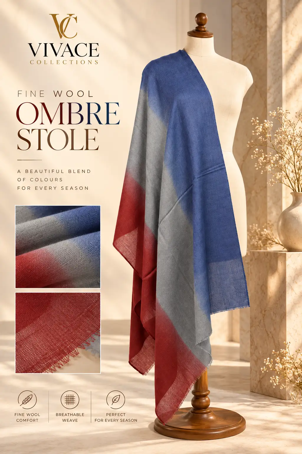 Ombre Fine Wool Stoles