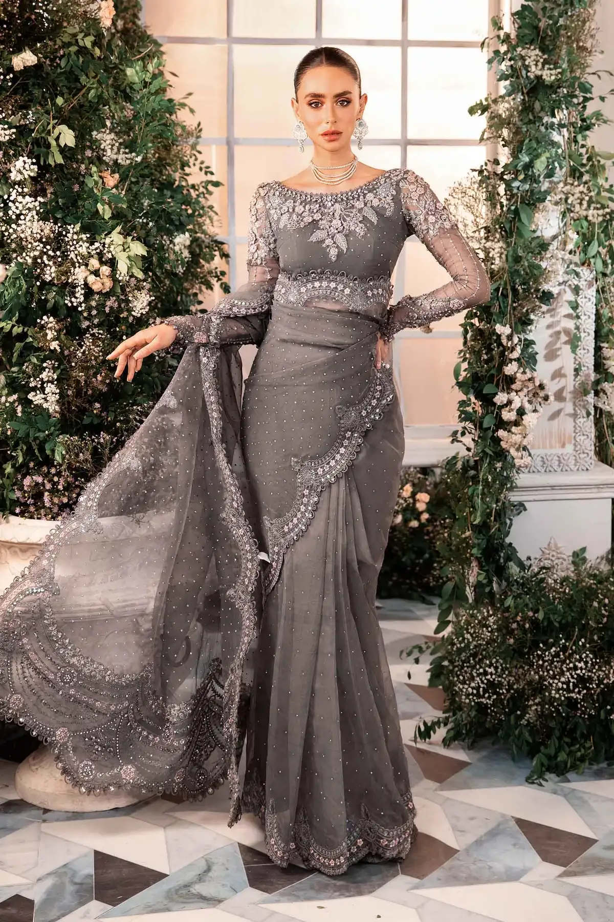 Maria.B Mbroidered Unstitched ( SAREE )