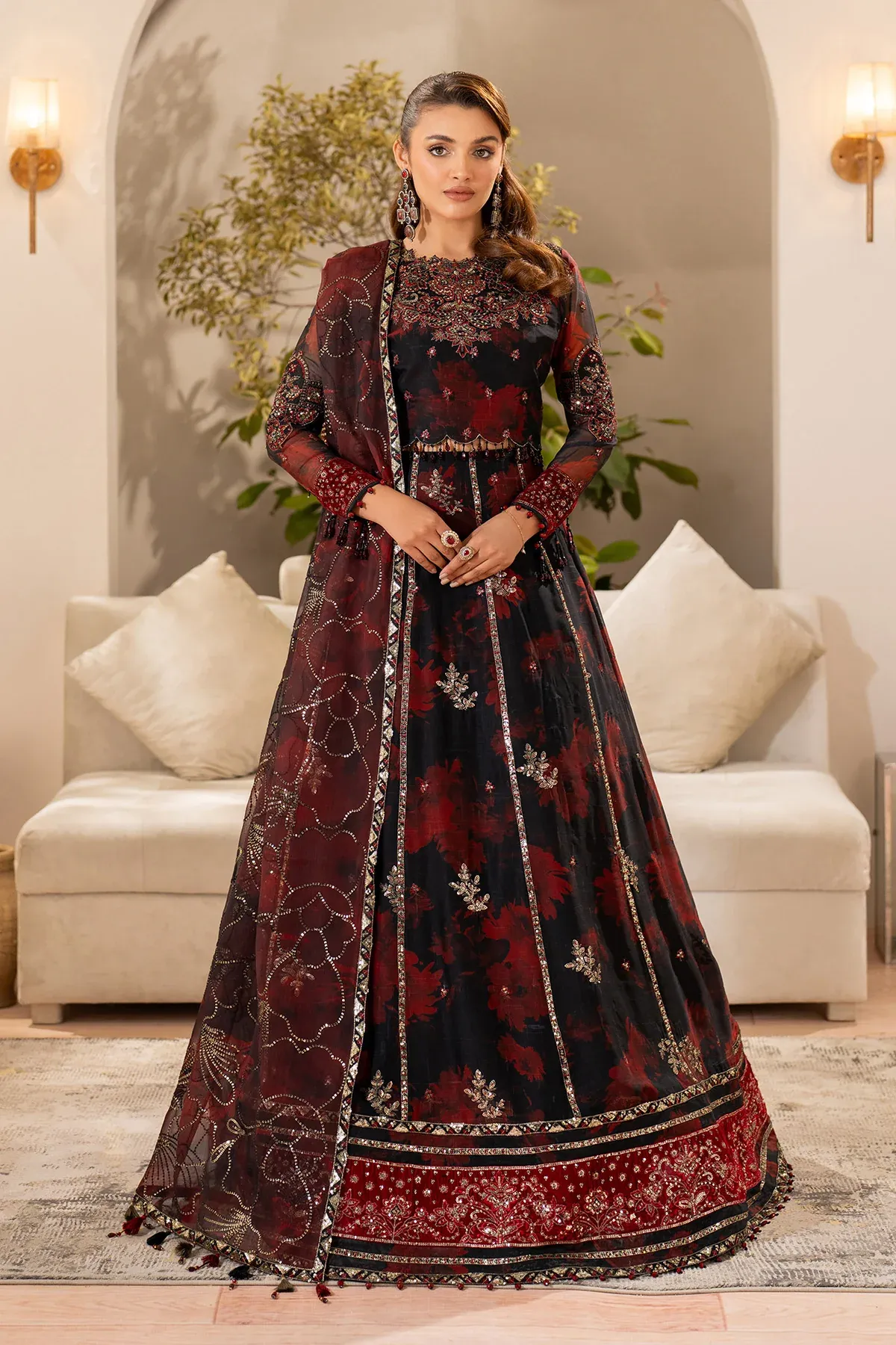 Alizeh Fleur - Embroidered Printed Chiffon