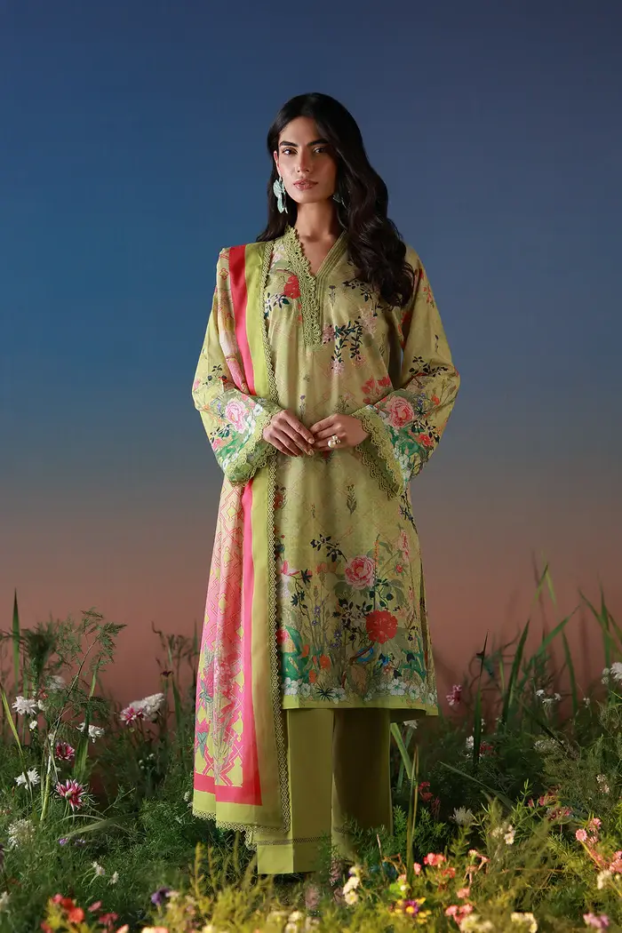 Sahar Mirha Olive Petal SS1-26-01(3PC)