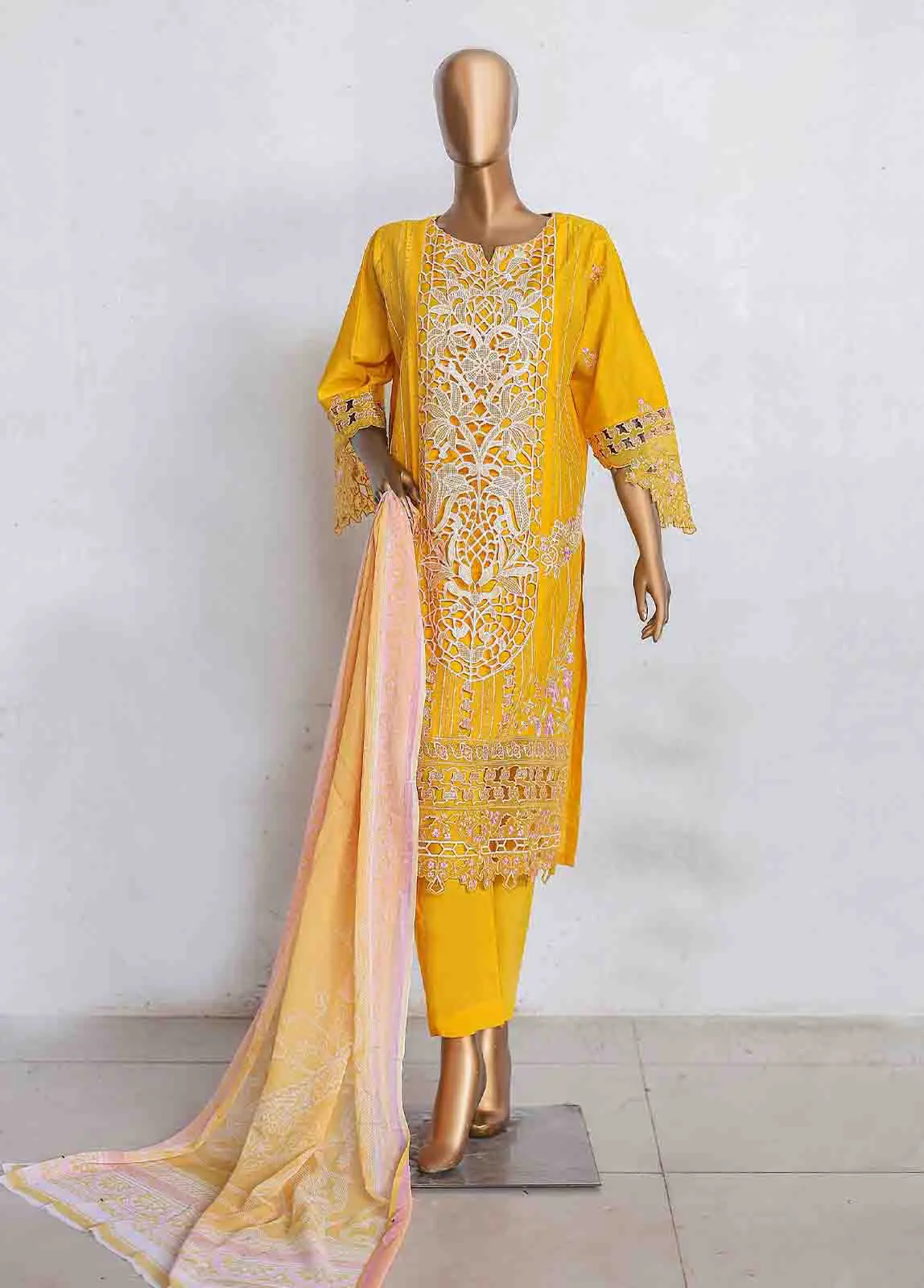 Bin Saeed Laser Cut Embroidered Suit