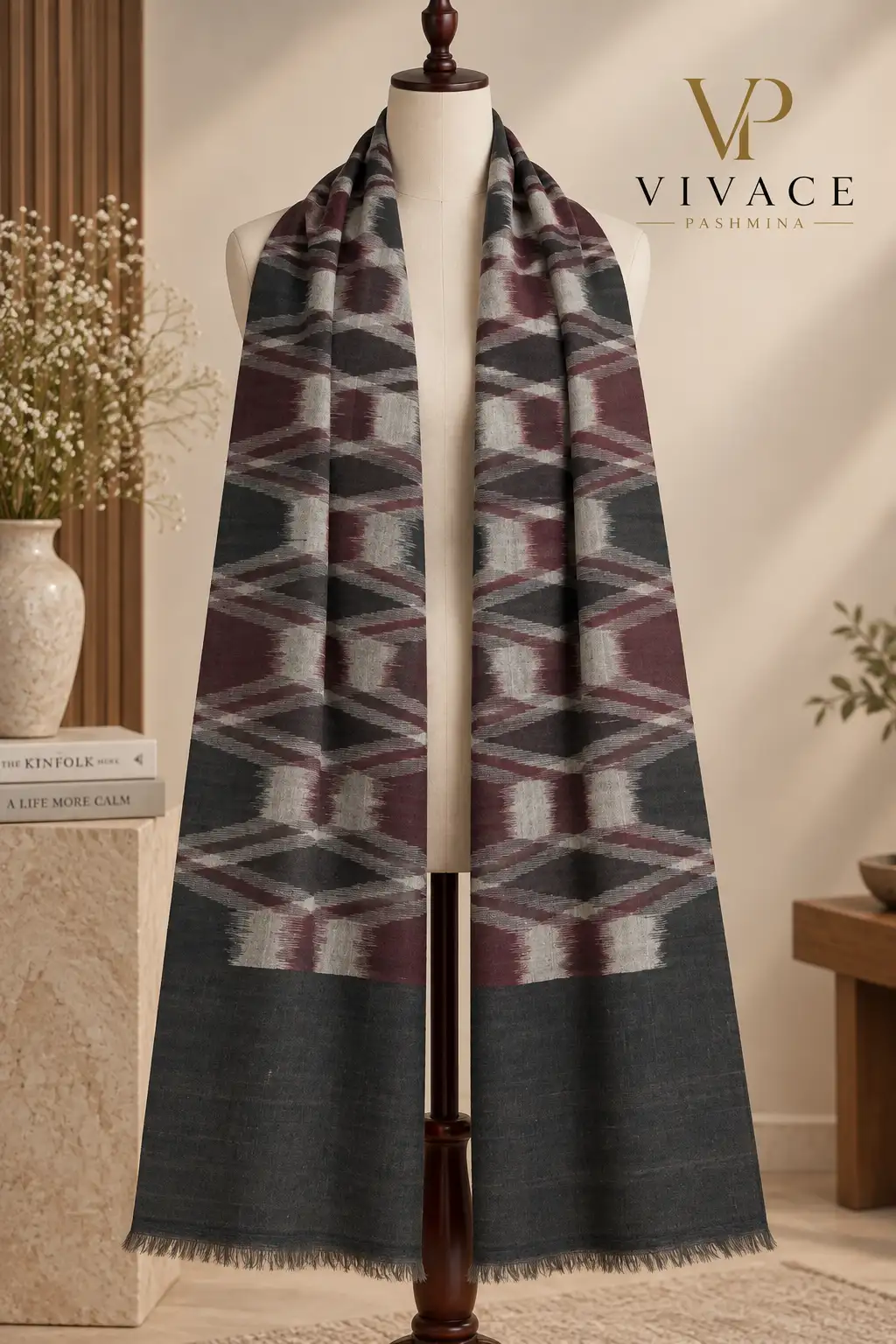 Ikkat Pashmina Stole D19