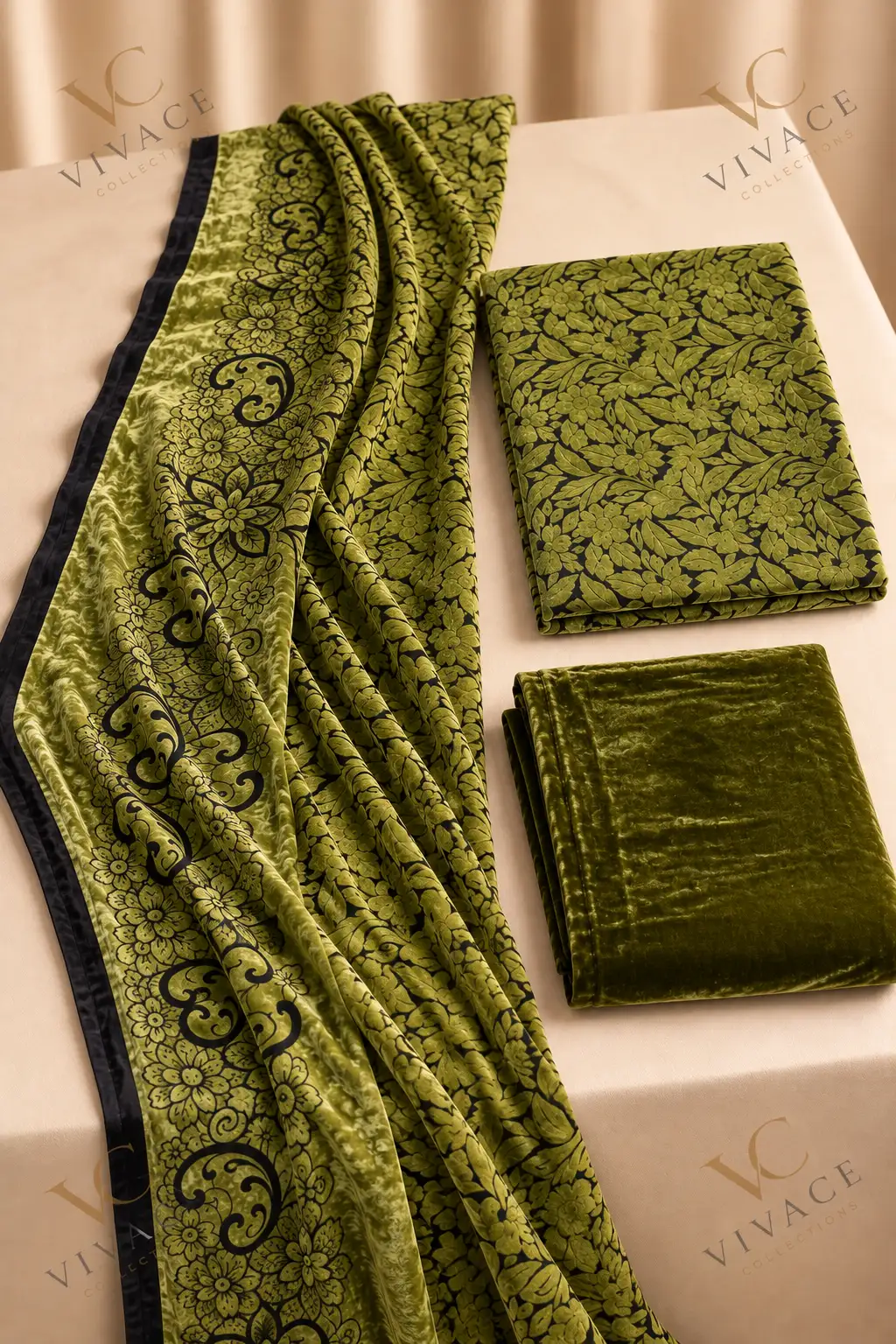Pallachi Velvet 3PC Green