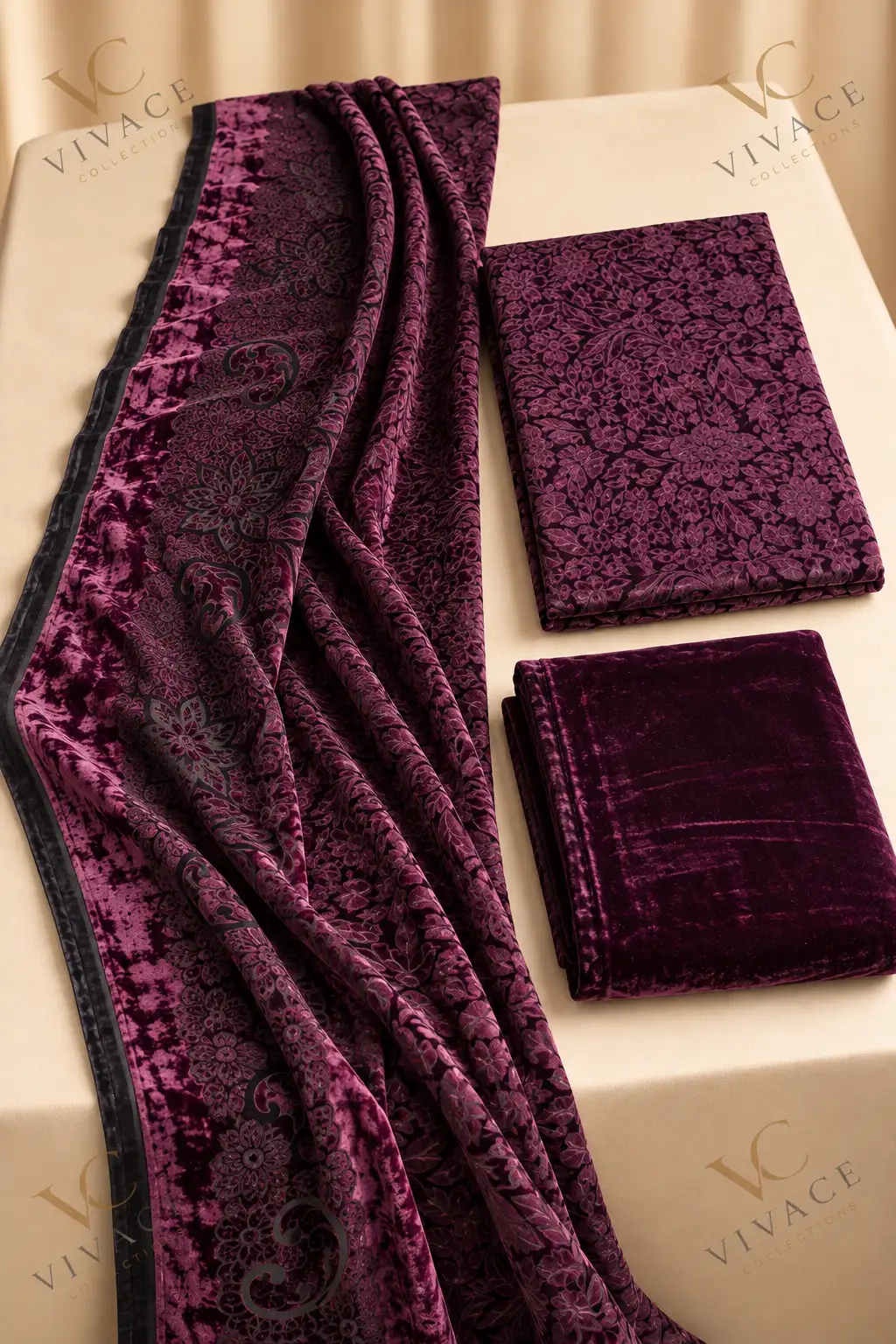 Pallachi Velvet 3PC Wine