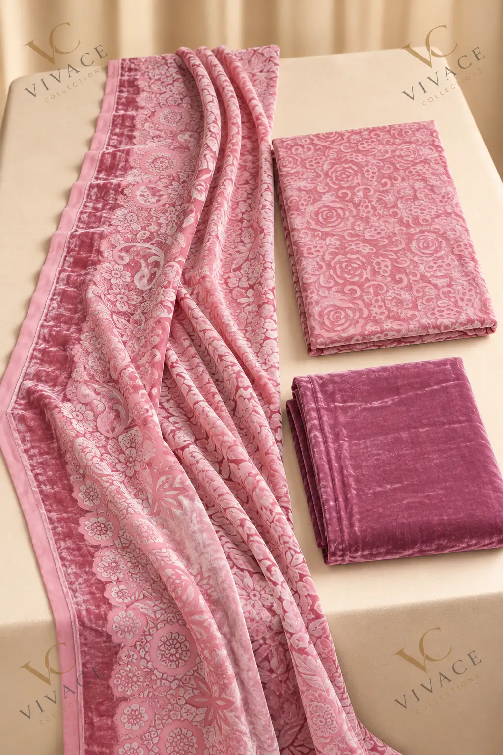 Pallachi Velvet 3PC Pink