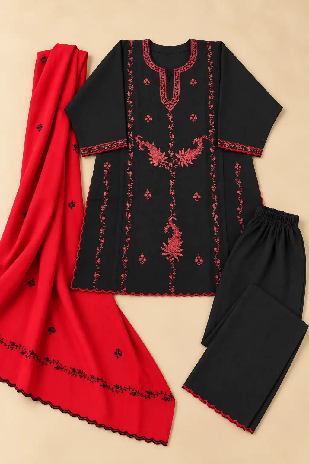Sozni  contrast (Hand) Pheran 3Pc Set D21