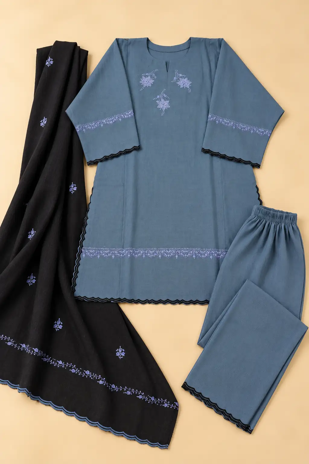 Sozni  contrast (Hand) Pheran 3Pc Set D24