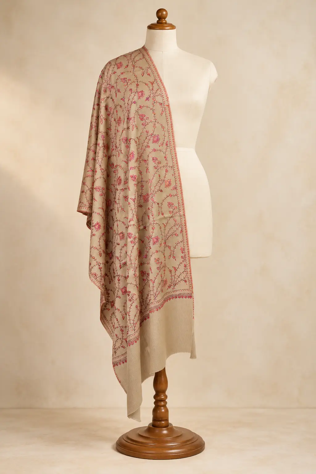 Sozni Fine Wool Jaal Stole-12