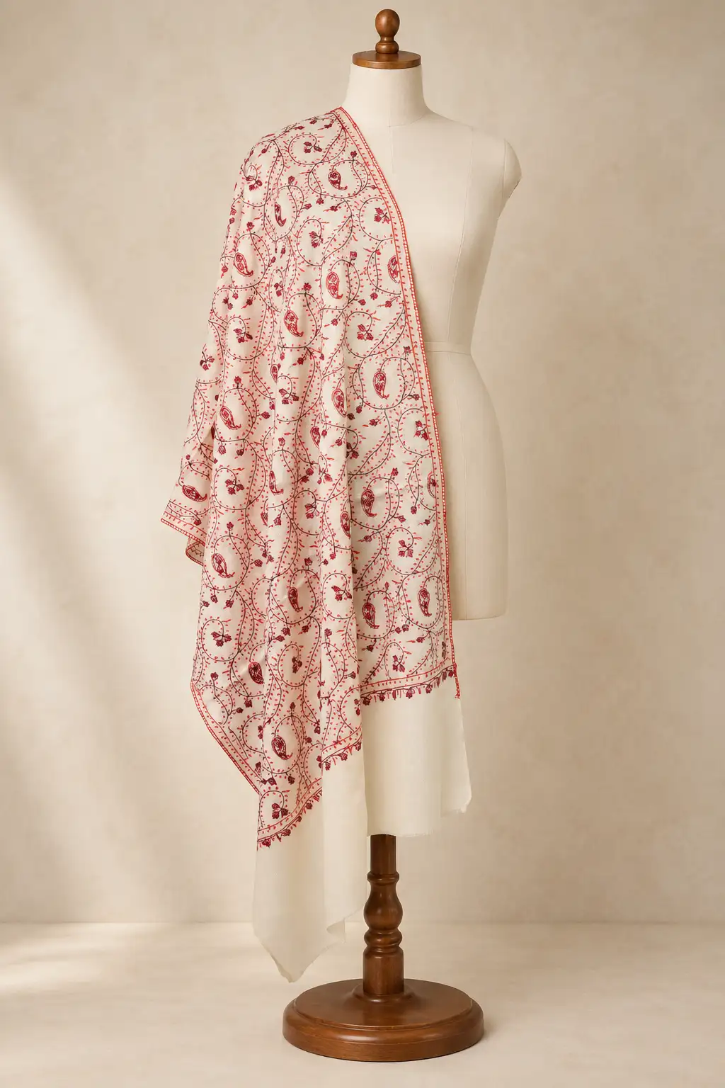 Sozni Fine Wool Jaal Stole-14