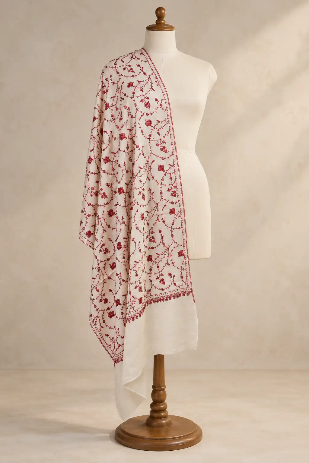 Sozni Fine Wool Jaal Stole-17