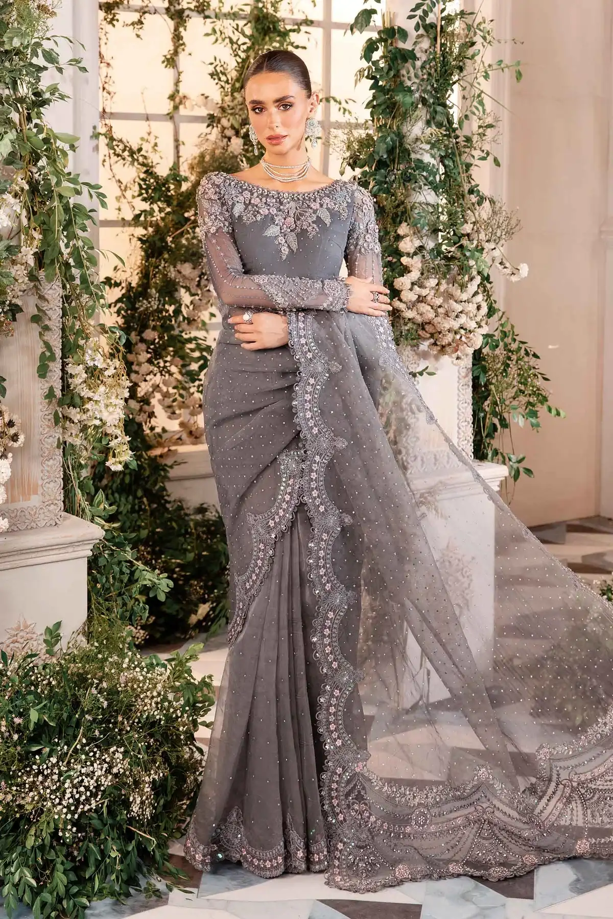 3 Piece Unstitched Embroidered Organza Suit | BD-2902 SAREE